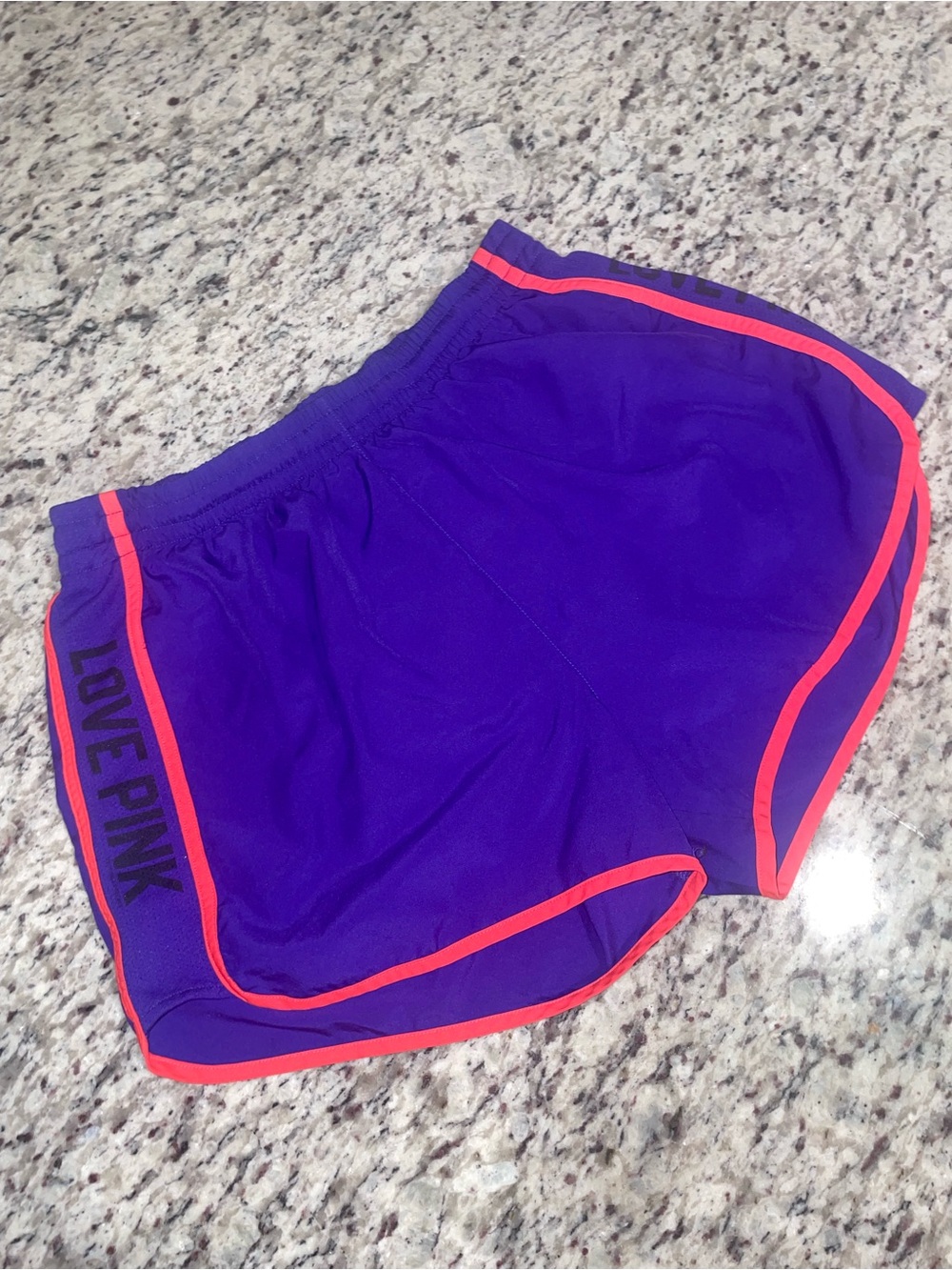 PINK Victoria's Secret Purple Athletic Shorts with Coral Trim